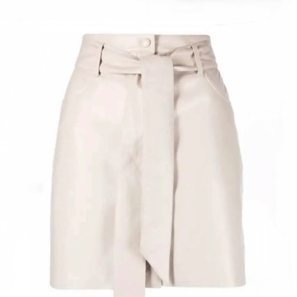 Nanushka beige Meda Vegan Leather Miniskirt Sz XS New With Tags